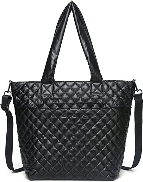 Quilted Tote Bag for Women,Weekender Bag,Light Nylon Quilted Crossbody Shoulder Bag