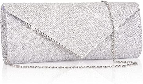 Clutch Purses for Women, Sparkling Envelope Evening Bag with Detachable Chain