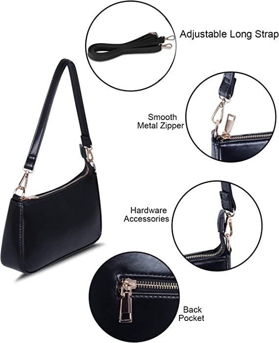 Shoulder Bag for Women Retro Vegan Leather Classic Clutch Tote HandBags Purses with Zipper Closure